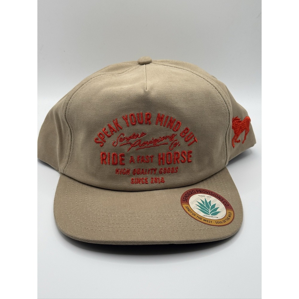 Sendero Provisions Co Fast Horse Snapback Hat Mens Tan Western Cotton Canvas